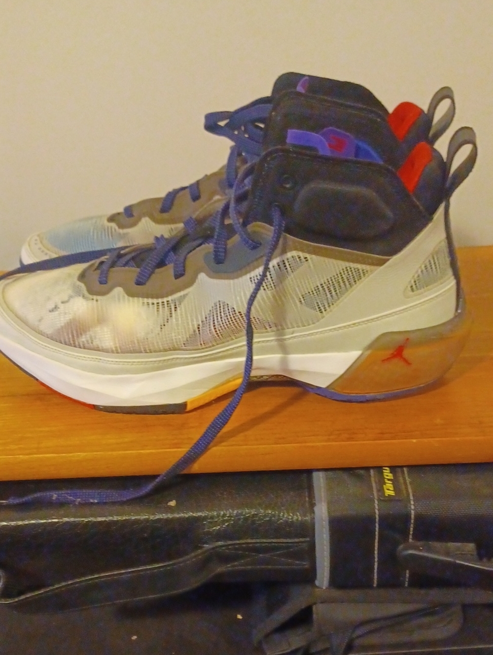 Jordan Men's Gray, Blue and Red High-Top Basketball Shoes